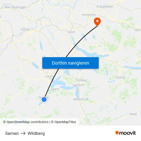 Sarnen to Wildberg map