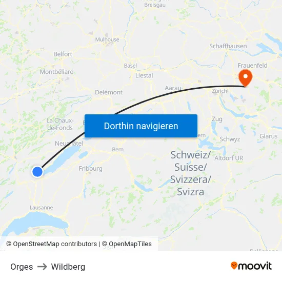 Orges to Wildberg map