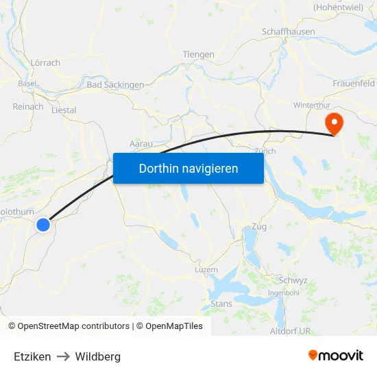 Etziken to Wildberg map