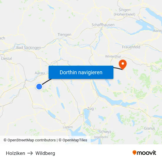 Holziken to Wildberg map