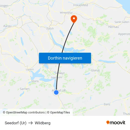 Seedorf (Ur) to Wildberg map