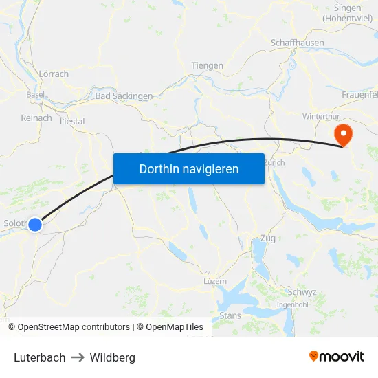 Luterbach to Wildberg map