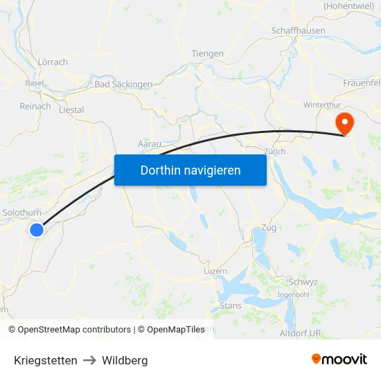 Kriegstetten to Wildberg map