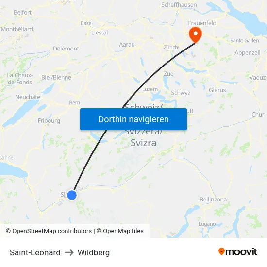 Saint-Léonard to Wildberg map