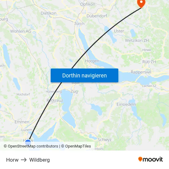 Horw to Wildberg map