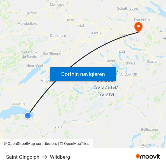 Saint-Gingolph to Wildberg map