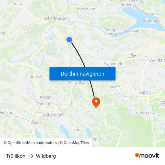 Trüllikon to Wildberg map