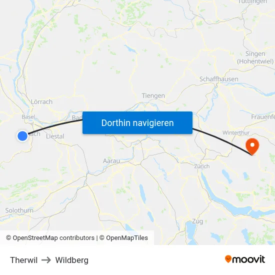 Therwil to Wildberg map