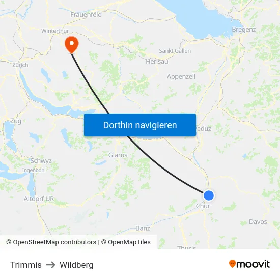 Trimmis to Wildberg map