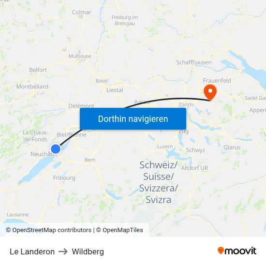 Le Landeron to Wildberg map
