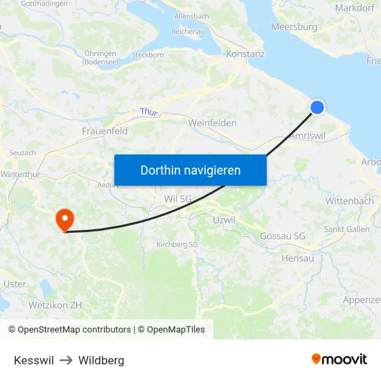 Kesswil to Wildberg map
