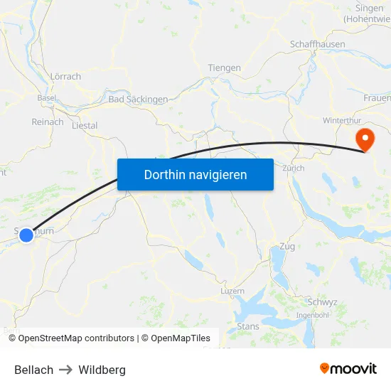 Bellach to Wildberg map