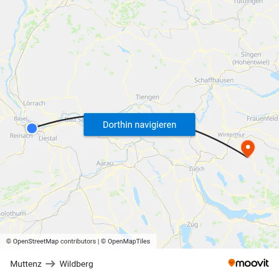 Muttenz to Wildberg map