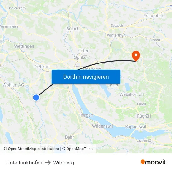 Unterlunkhofen to Wildberg map