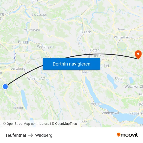 Teufenthal to Wildberg map