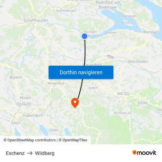 Eschenz to Wildberg map