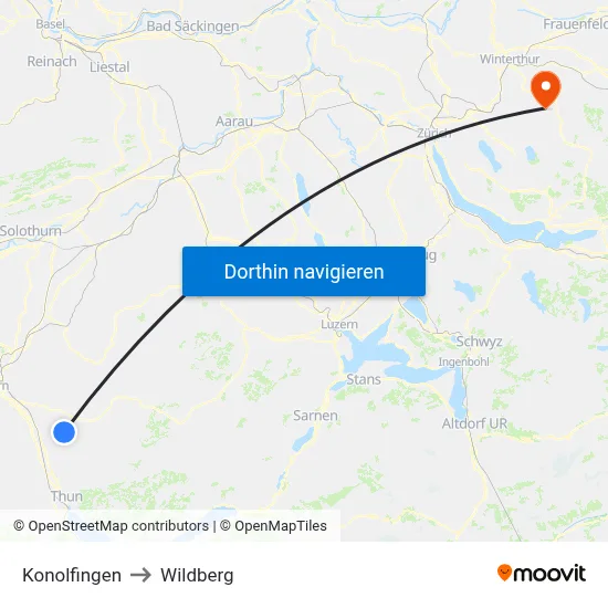 Konolfingen to Wildberg map