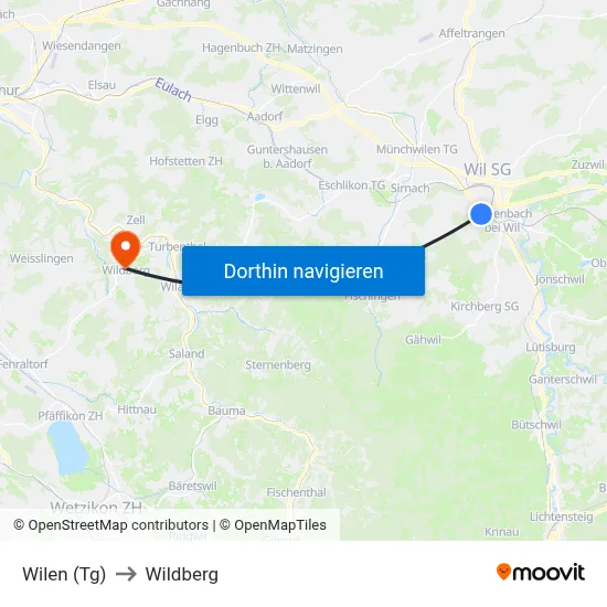 Wilen (Tg) to Wildberg map