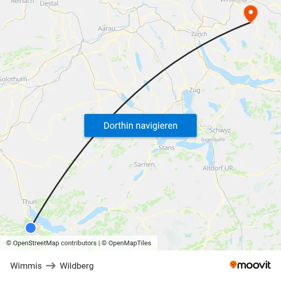 Wimmis to Wildberg map