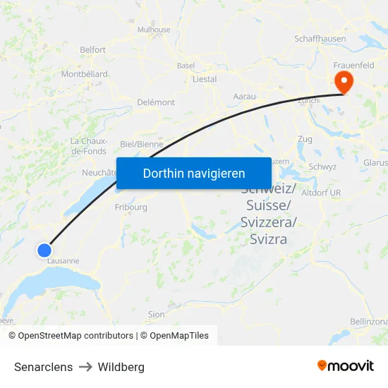 Senarclens to Wildberg map