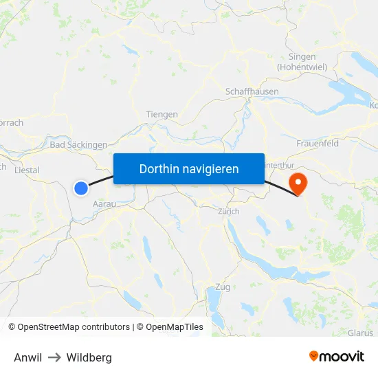 Anwil to Wildberg map