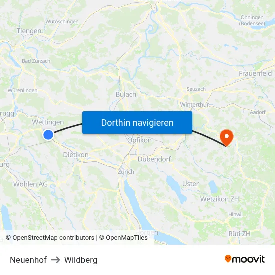 Neuenhof to Wildberg map