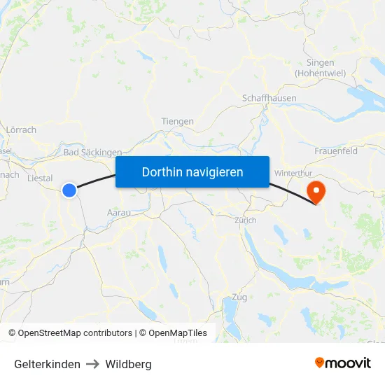 Gelterkinden to Wildberg map