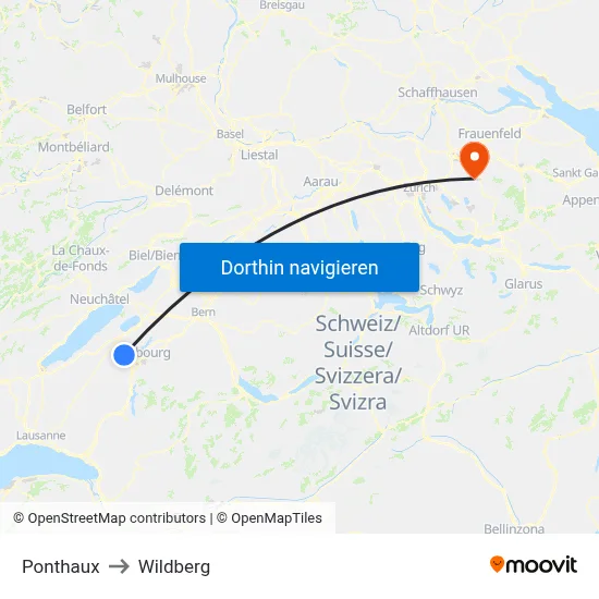 Ponthaux to Wildberg map