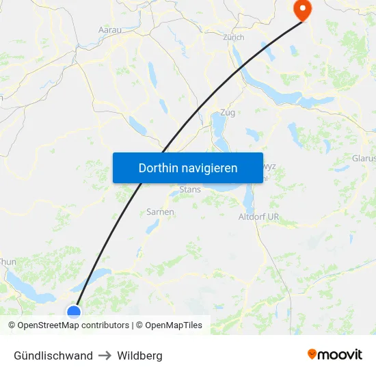 Gündlischwand to Wildberg map