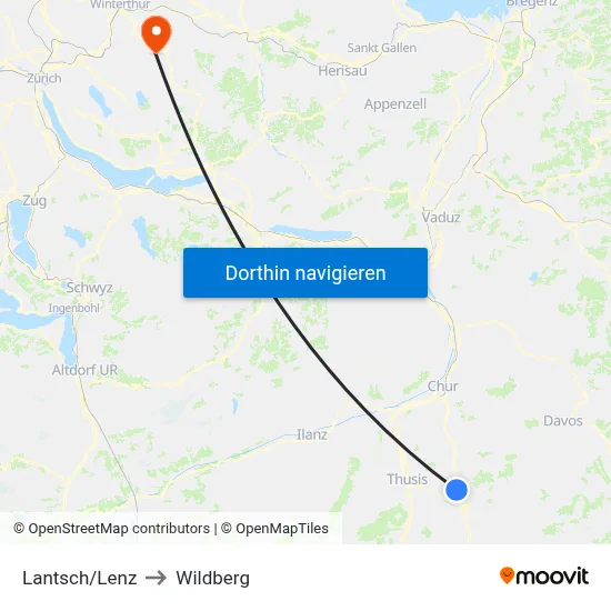 Lantsch/Lenz to Wildberg map