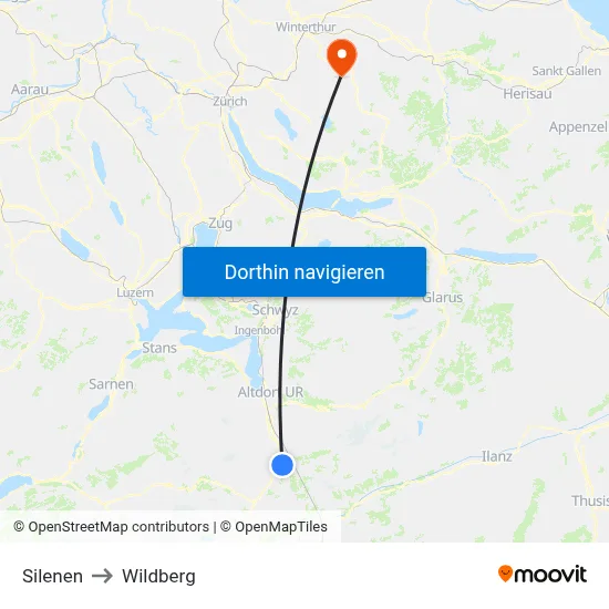 Silenen to Wildberg map