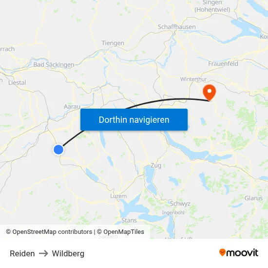 Reiden to Wildberg map