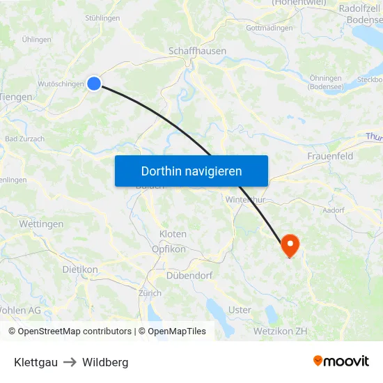 Klettgau to Wildberg map