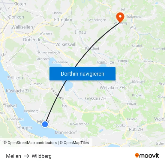 Meilen to Wildberg map