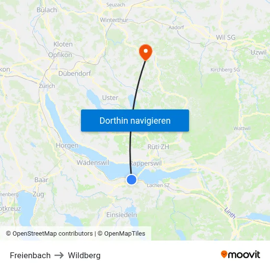 Freienbach to Wildberg map