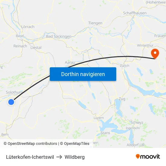 Lüterkofen-Ichertswil to Wildberg map