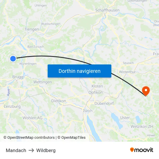 Mandach to Wildberg map