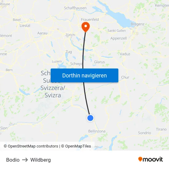 Bodio to Wildberg map