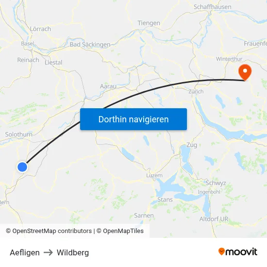 Aefligen to Wildberg map