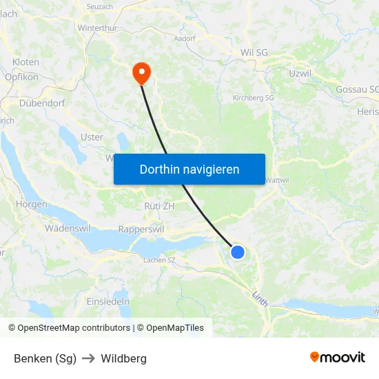 Benken (Sg) to Wildberg map