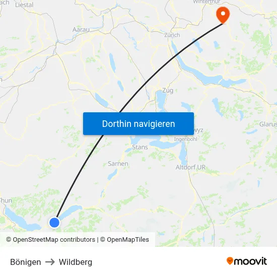 Bönigen to Wildberg map
