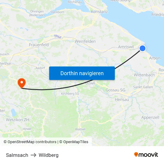 Salmsach to Wildberg map