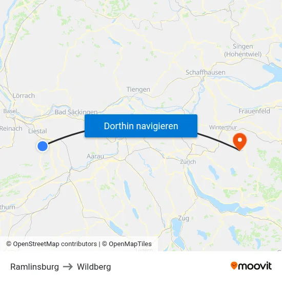 Ramlinsburg to Wildberg map