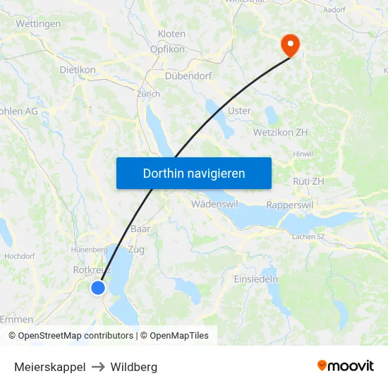 Meierskappel to Wildberg map