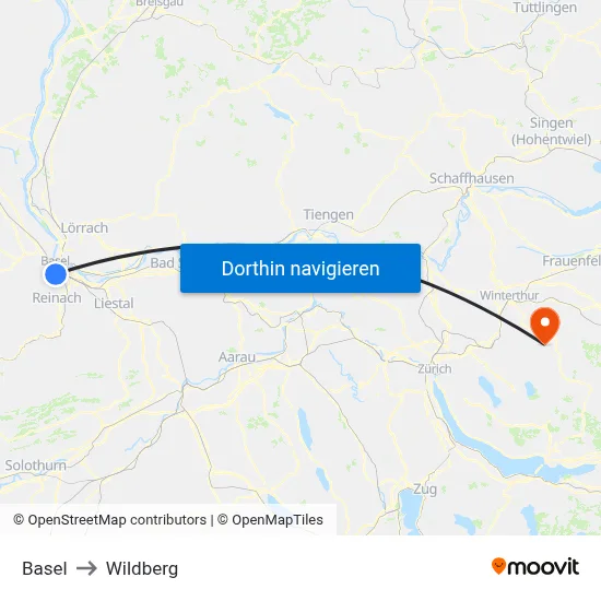 Basel to Wildberg map