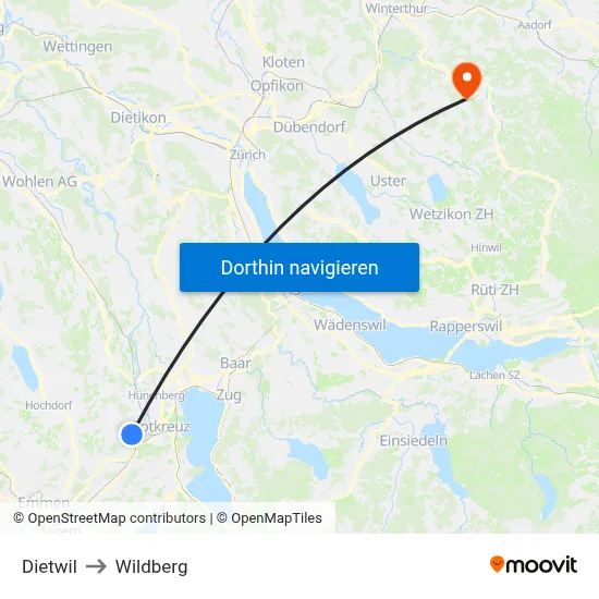 Dietwil to Wildberg map