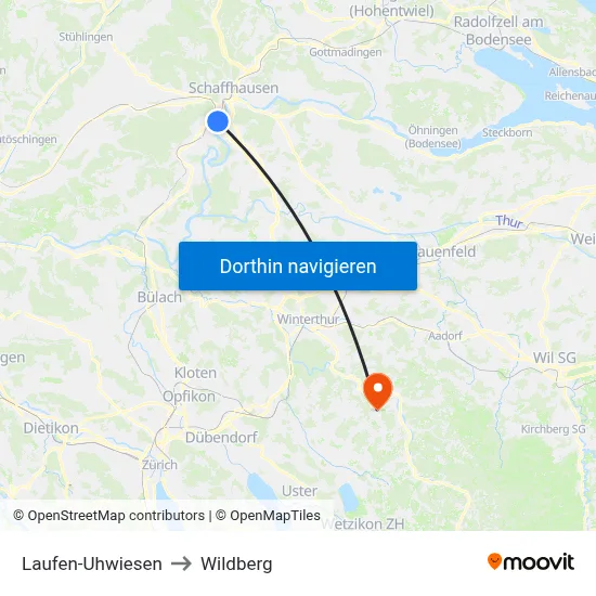 Laufen-Uhwiesen to Wildberg map