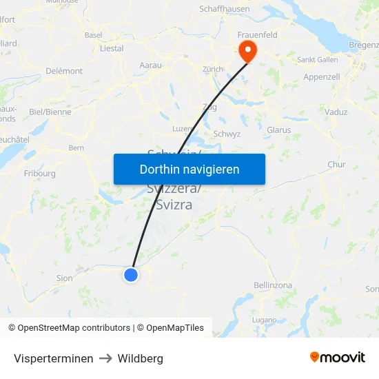 Visperterminen to Wildberg map
