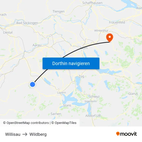 Willisau to Wildberg map