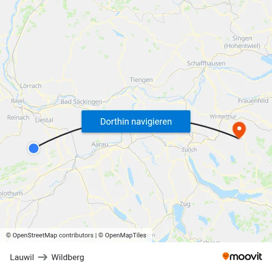 Lauwil to Wildberg map